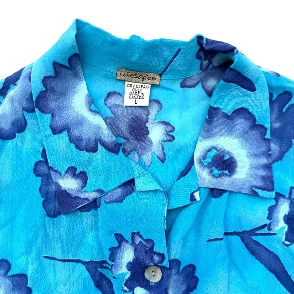 Vintage Life Styles, Floral Cropped Button Down Shirt - Picture 2 of 4